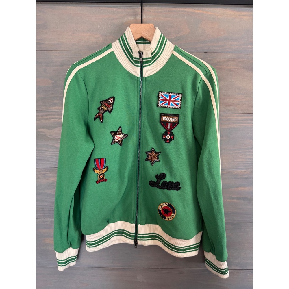 Interdee La Parisienne Green Patch Track Jacket French Design Full‎ Zip Small